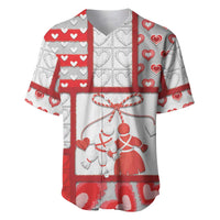 Personalized Romania Valentine's Day Baseball Jersey Martenitsi With Hearts Knitting Effect