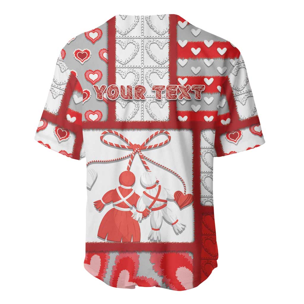 Personalized Romania Valentine's Day Baseball Jersey Martenitsi With Hearts Knitting Effect