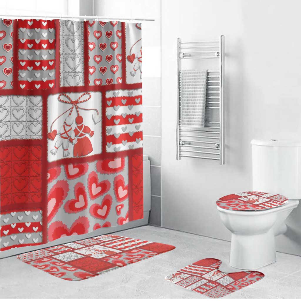 Romania Valentine's Day Bathroom Set Martenitsi With Hearts Knitting Effect