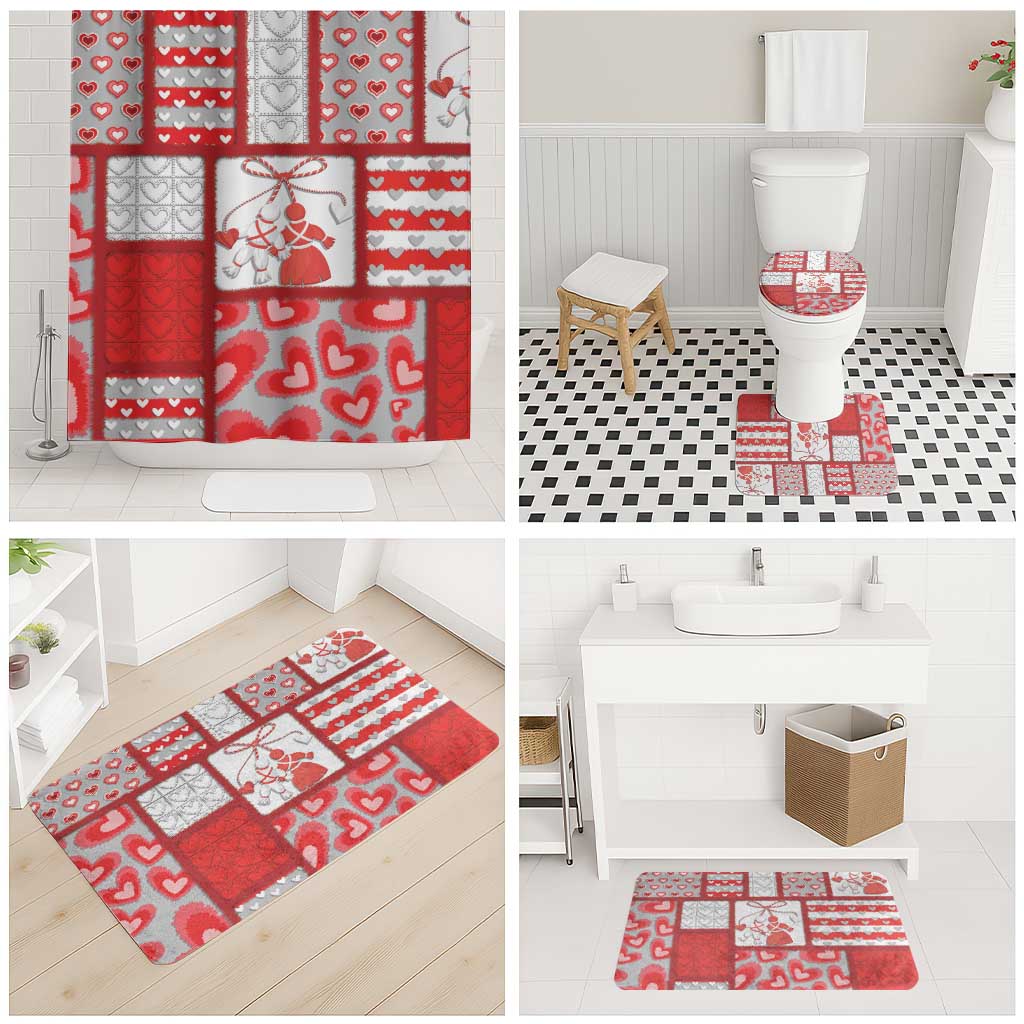 Romania Valentine's Day Bathroom Set Martenitsi With Hearts Knitting Effect