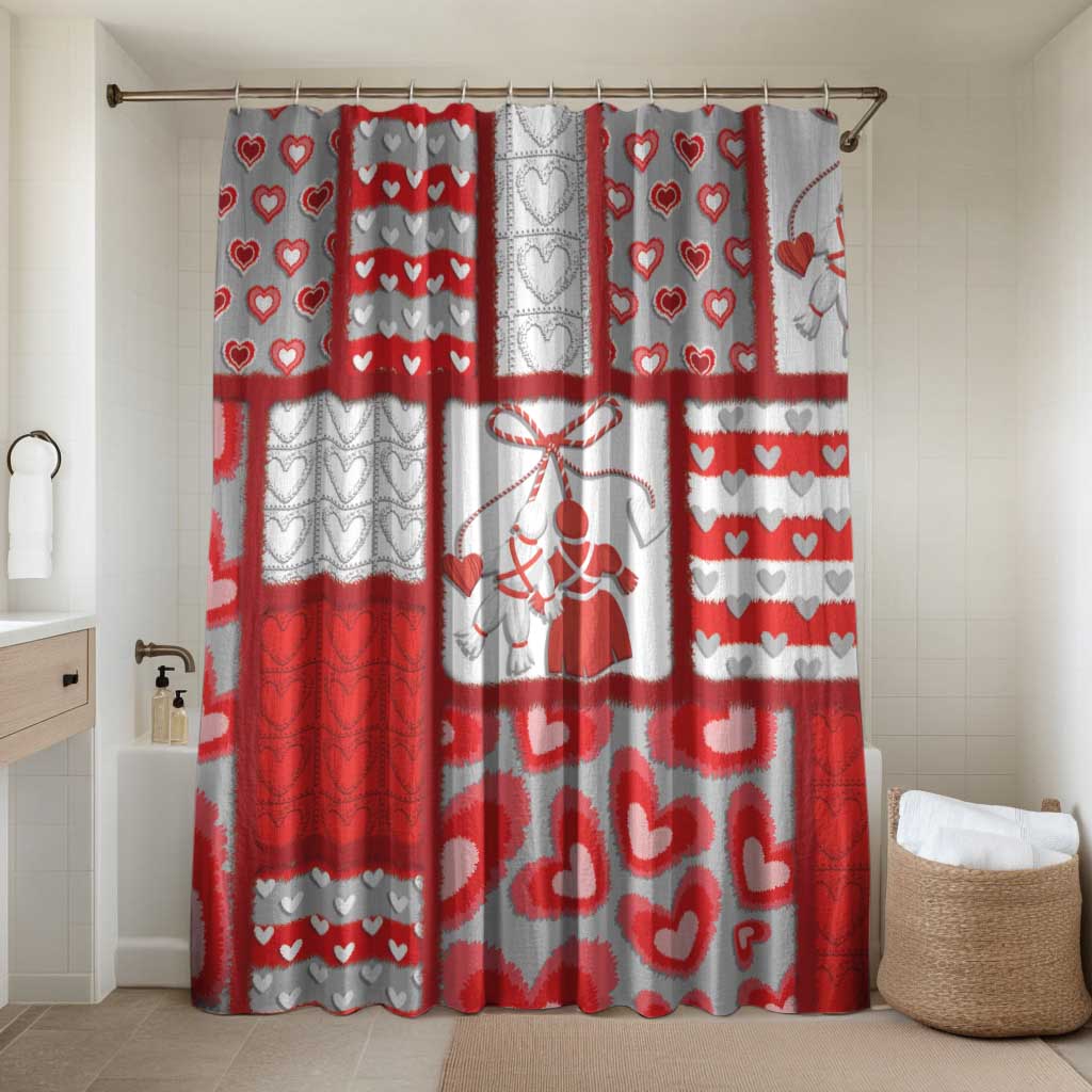 Romania Valentine's Day Bathroom Set Martenitsi With Hearts Knitting Effect
