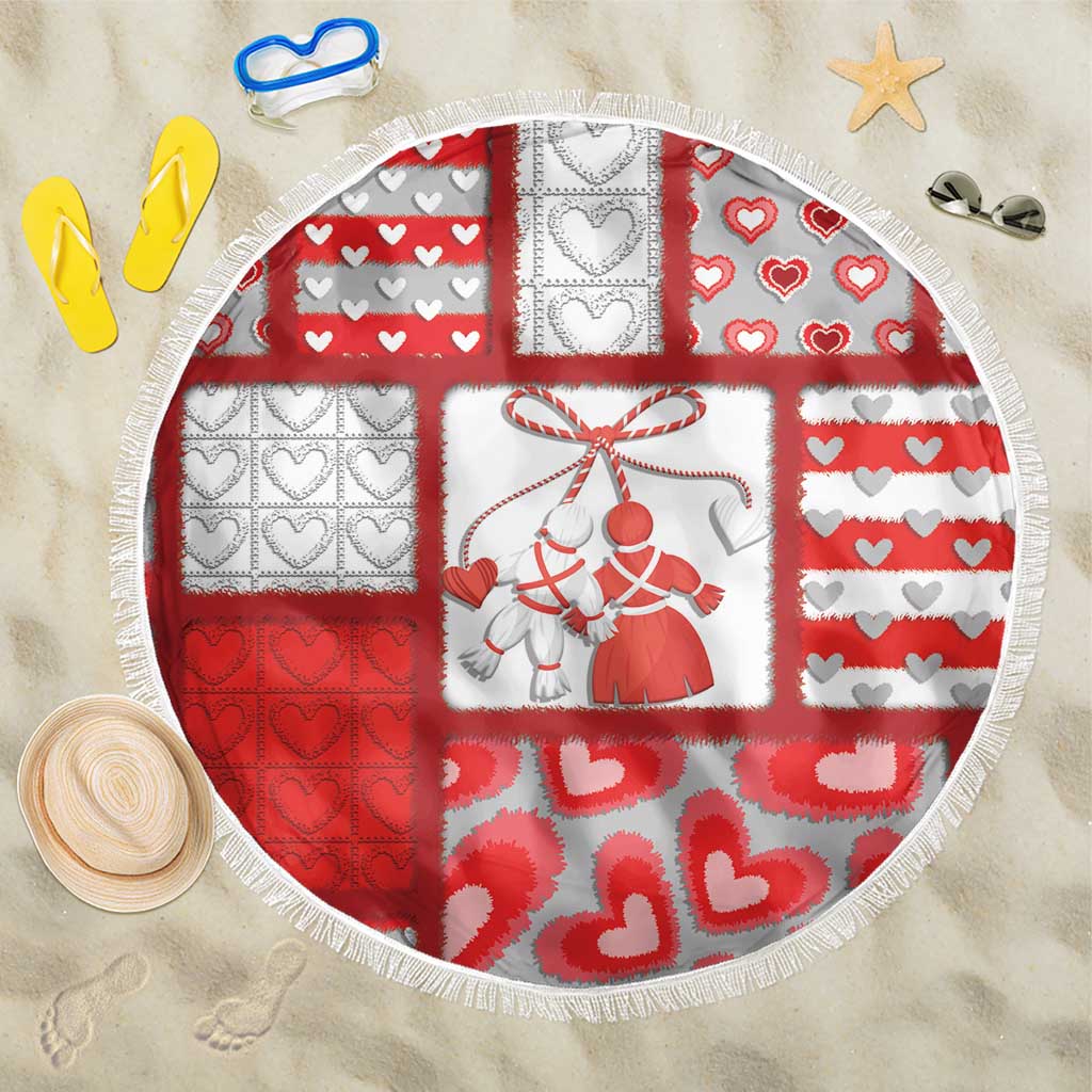 Romania Valentine's Day Beach Blanket Martenitsi With Hearts Knitting Effect
