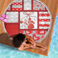 Romania Valentine's Day Beach Blanket Martenitsi With Hearts Knitting Effect