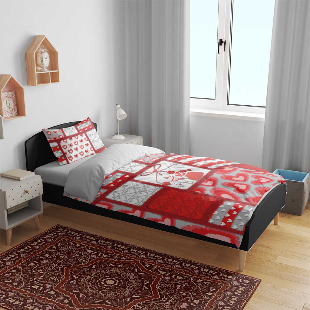 Romania Valentine's Day Bedding Set Martenitsi With Hearts Knitting Effect