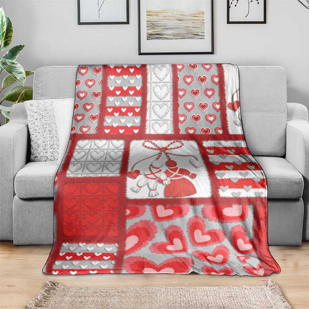 Romania Valentine's Day Blanket Martenitsi With Hearts Knitting Effect