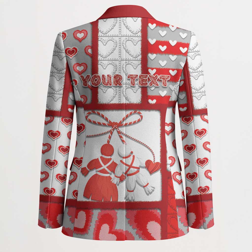 Personalized Romania Valentine's Day Blazer Martenitsi With Hearts Knitting Effect