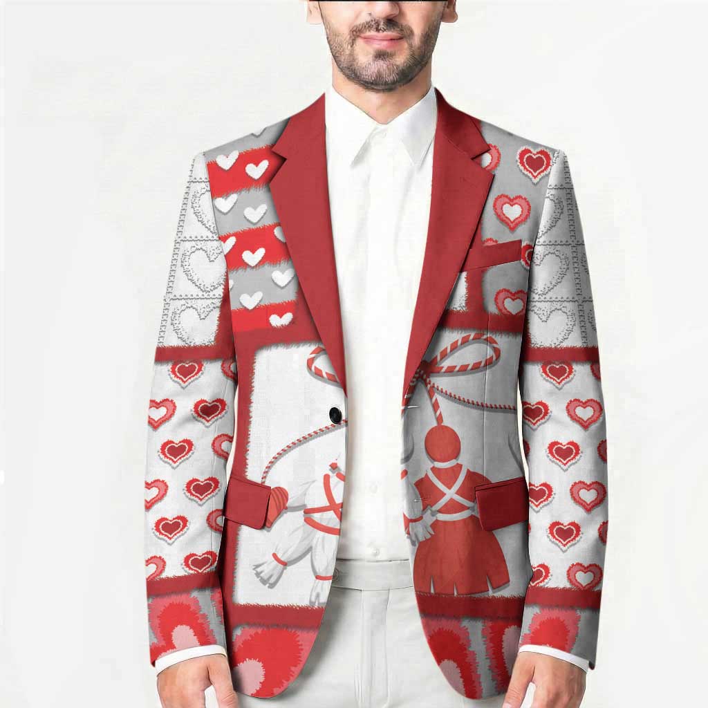 Personalized Romania Valentine's Day Blazer Martenitsi With Hearts Knitting Effect