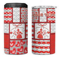 Personalized Romania Valentine's Day 4 in 1 Can Cooler Tumbler Martenitsi With Hearts Knitting Effect