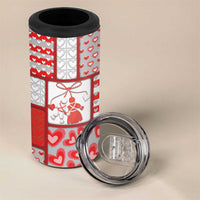 Personalized Romania Valentine's Day 4 in 1 Can Cooler Tumbler Martenitsi With Hearts Knitting Effect