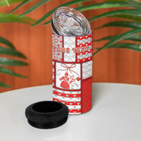 Personalized Romania Valentine's Day 4 in 1 Can Cooler Tumbler Martenitsi With Hearts Knitting Effect