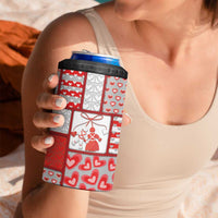 Personalized Romania Valentine's Day 4 in 1 Can Cooler Tumbler Martenitsi With Hearts Knitting Effect