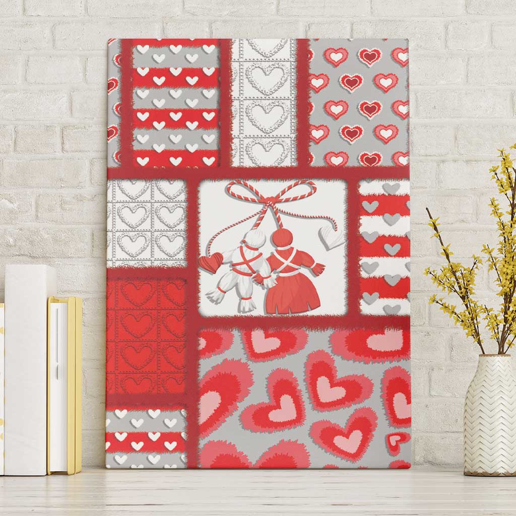 Romania Valentine's Day Canvas Wall Art Martenitsi With Hearts Knitting Effect