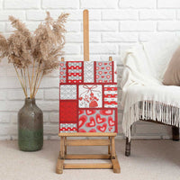 Romania Valentine's Day Canvas Wall Art Martenitsi With Hearts Knitting Effect