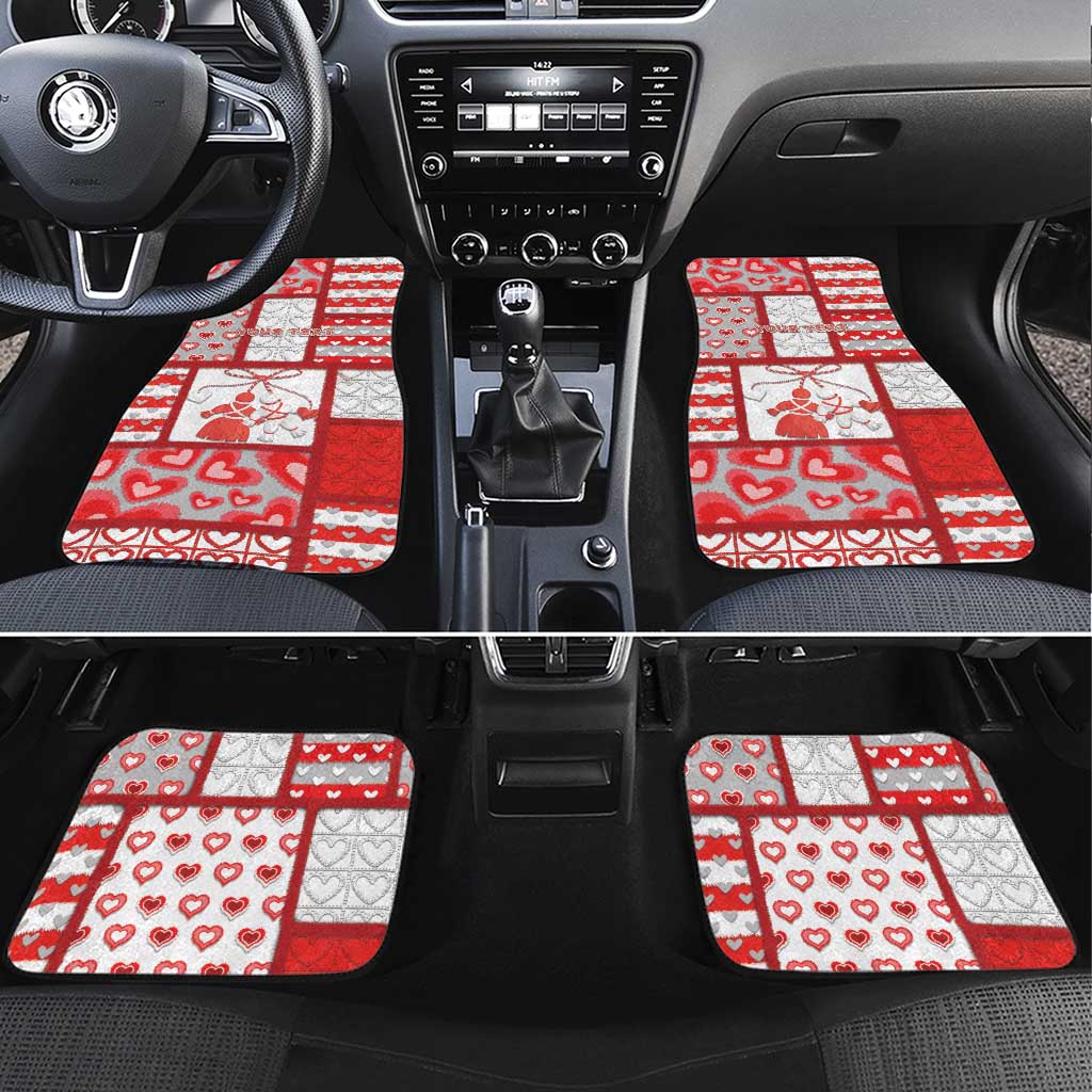 Personalized Romania Valentine's Day Car Mats Martenitsi With Hearts Knitting Effect