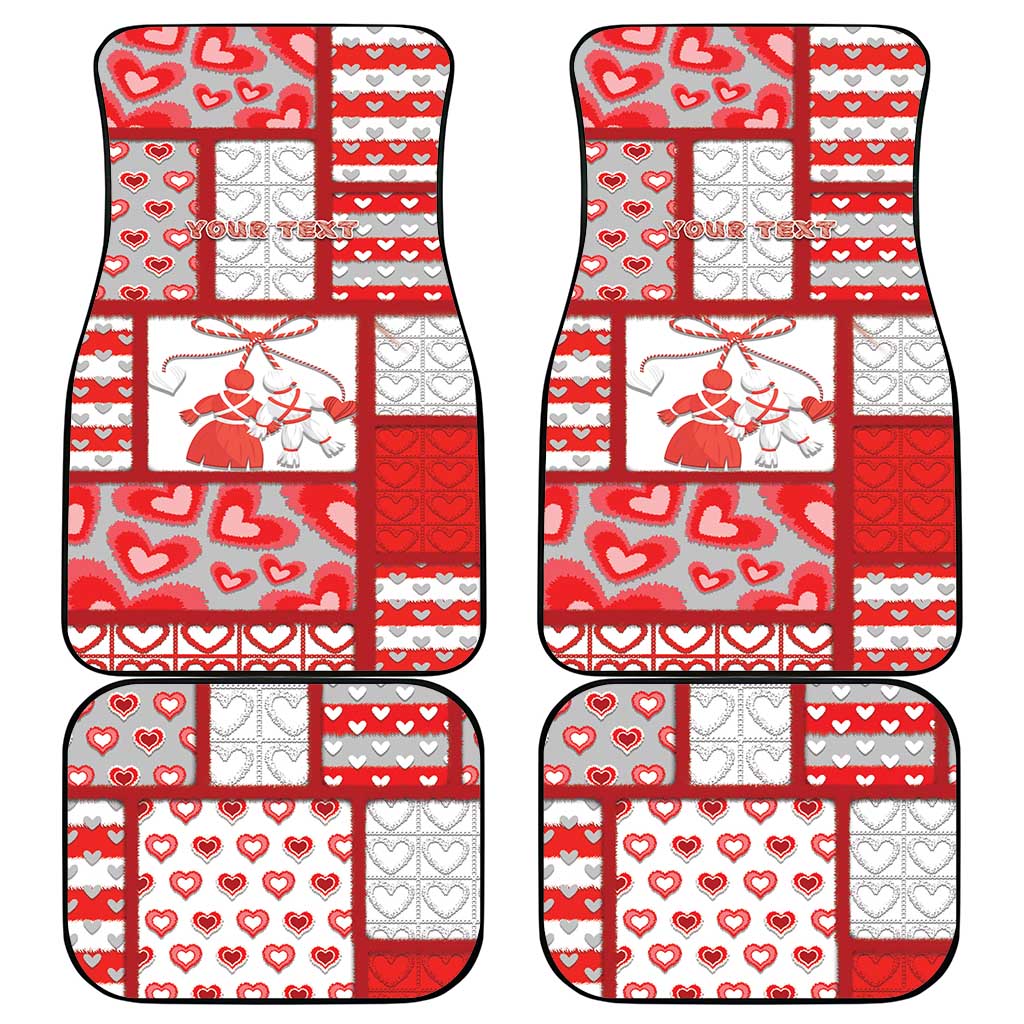 Personalized Romania Valentine's Day Car Mats Martenitsi With Hearts Knitting Effect