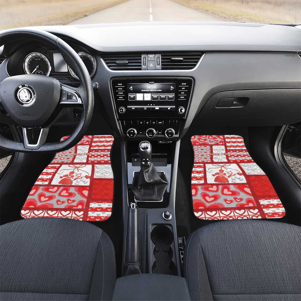 Personalized Romania Valentine's Day Car Mats Martenitsi With Hearts Knitting Effect