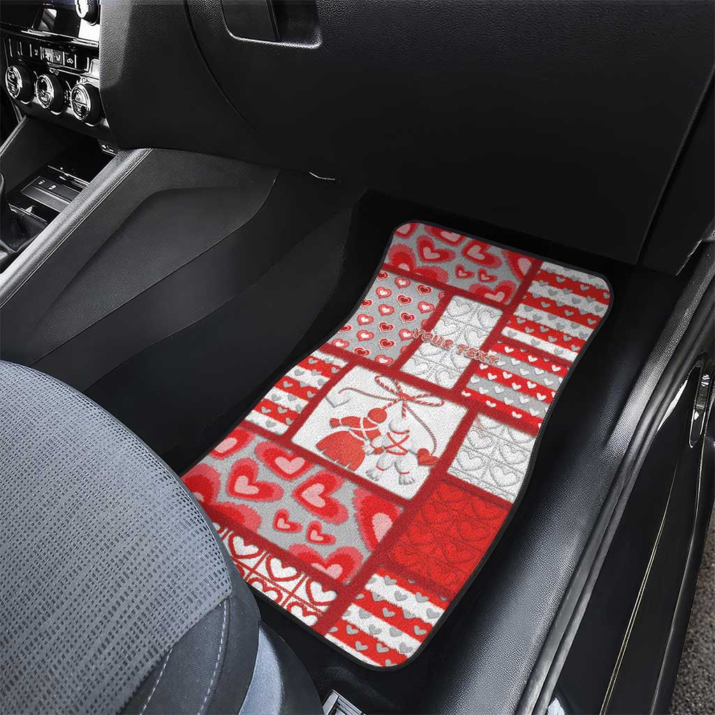 Personalized Romania Valentine's Day Car Mats Martenitsi With Hearts Knitting Effect