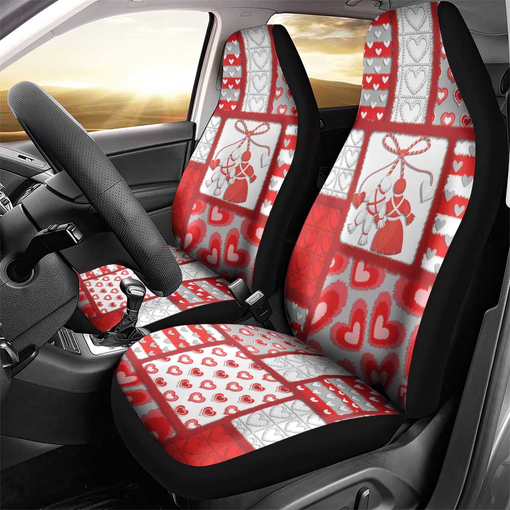 Romania Valentine's Day Car Seat Cover Martenitsi With Hearts Knitting Effect