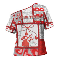 Personalized Romania Valentine's Day Cross Shoulder Shirt Martenitsi With Hearts Knitting Effect