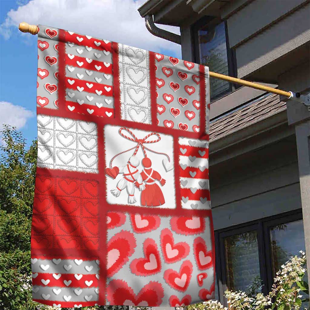 Romania Valentine's Day Garden Flag Martenitsi With Hearts Knitting Effect