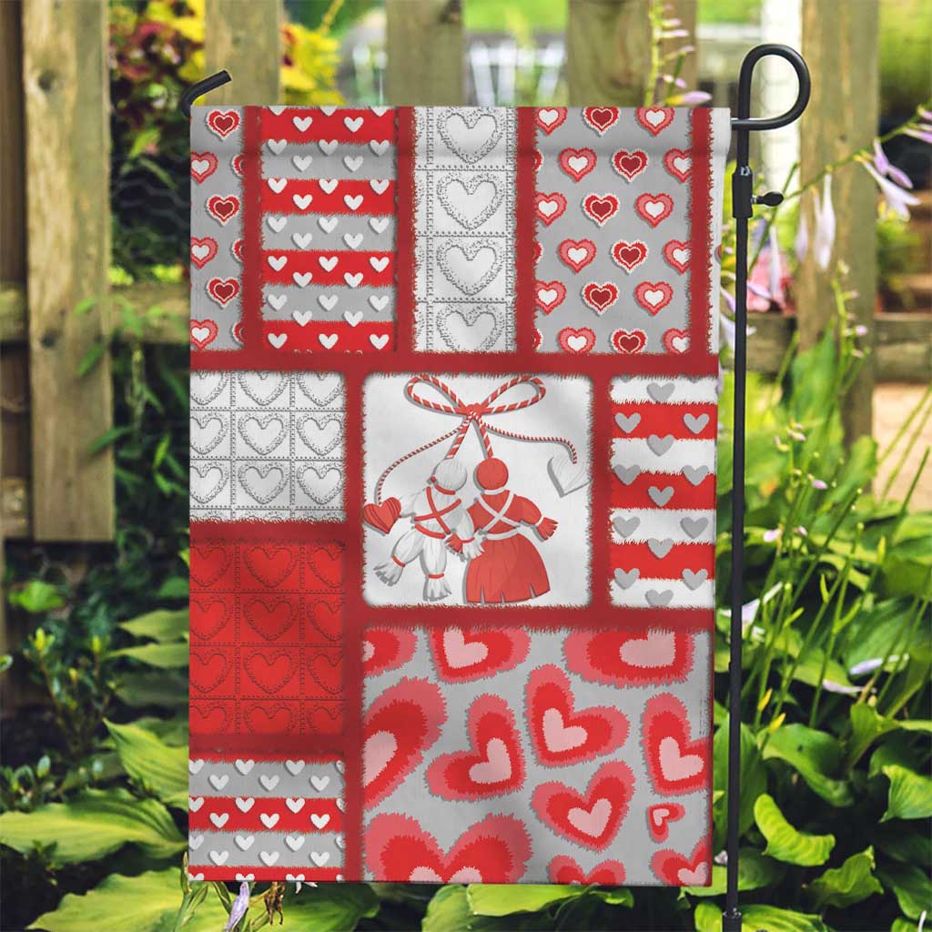 Romania Valentine's Day Garden Flag Martenitsi With Hearts Knitting Effect