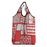 Romania Valentine's Day Grocery Bag Martenitsi With Hearts Knitting Effect