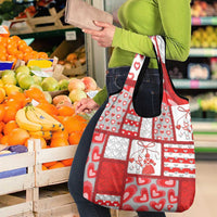 Romania Valentine's Day Grocery Bag Martenitsi With Hearts Knitting Effect