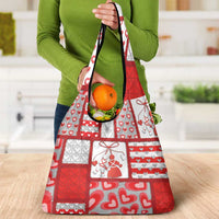 Romania Valentine's Day Grocery Bag Martenitsi With Hearts Knitting Effect