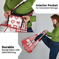 Romania Valentine's Day Grocery Bag Martenitsi With Hearts Knitting Effect