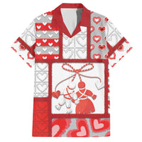 Personalized Romania Valentine's Day Hawaiian Shirt Martenitsi With Hearts Knitting Effect