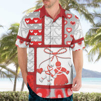 Personalized Romania Valentine's Day Hawaiian Shirt Martenitsi With Hearts Knitting Effect