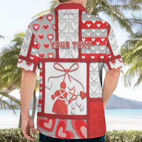 Personalized Romania Valentine's Day Hawaiian Shirt Martenitsi With Hearts Knitting Effect