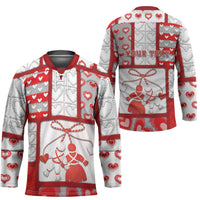 Personalized Romania Valentine's Day Hockey Jersey Martenitsi With Hearts Knitting Effect