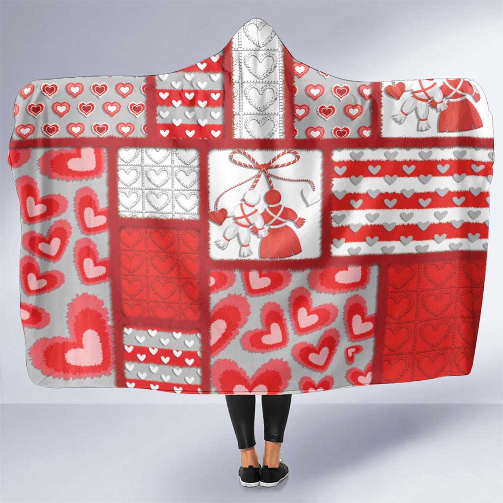 Romania Valentine's Day Hooded Blanket Martenitsi With Hearts Knitting Effect
