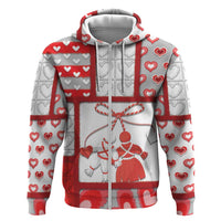 Personalized Romania Valentine's Day Hoodie Martenitsi With Hearts Knitting Effect