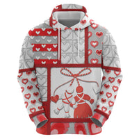 Personalized Romania Valentine's Day Hoodie Martenitsi With Hearts Knitting Effect