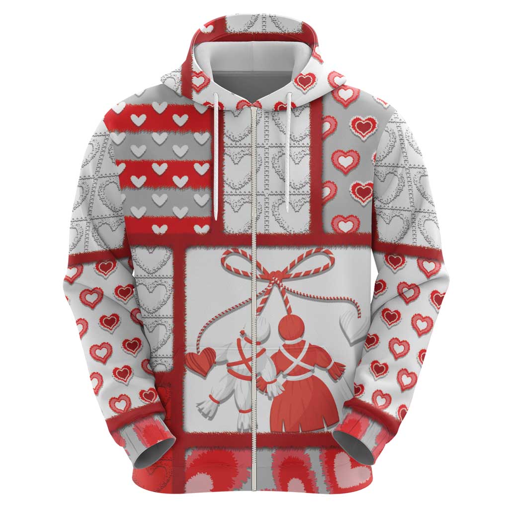 Personalized Romania Valentine's Day Hoodie Martenitsi With Hearts Knitting Effect