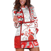 Personalized Romania Valentine's Day Hoodie Dress Martenitsi With Hearts Knitting Effect