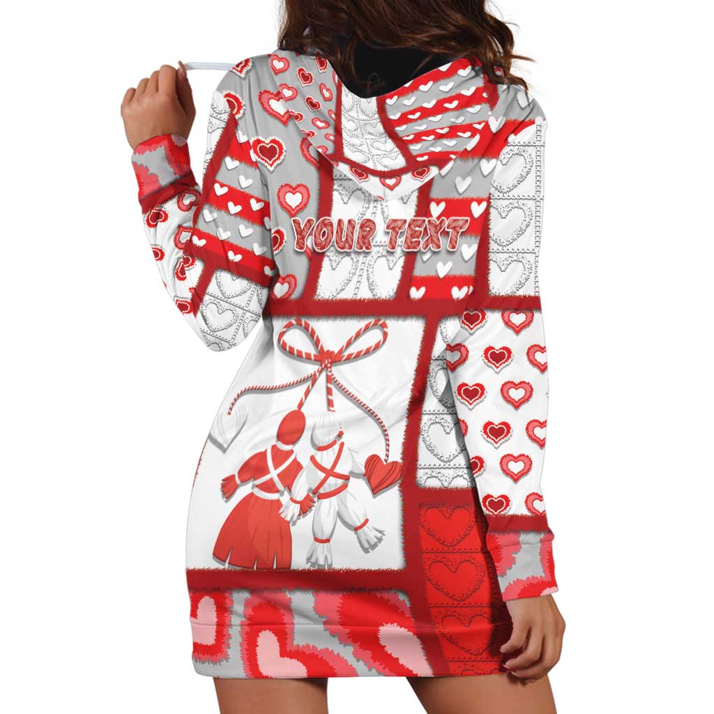 Personalized Romania Valentine's Day Hoodie Dress Martenitsi With Hearts Knitting Effect