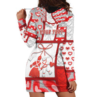 Personalized Romania Valentine's Day Hoodie Dress Martenitsi With Hearts Knitting Effect