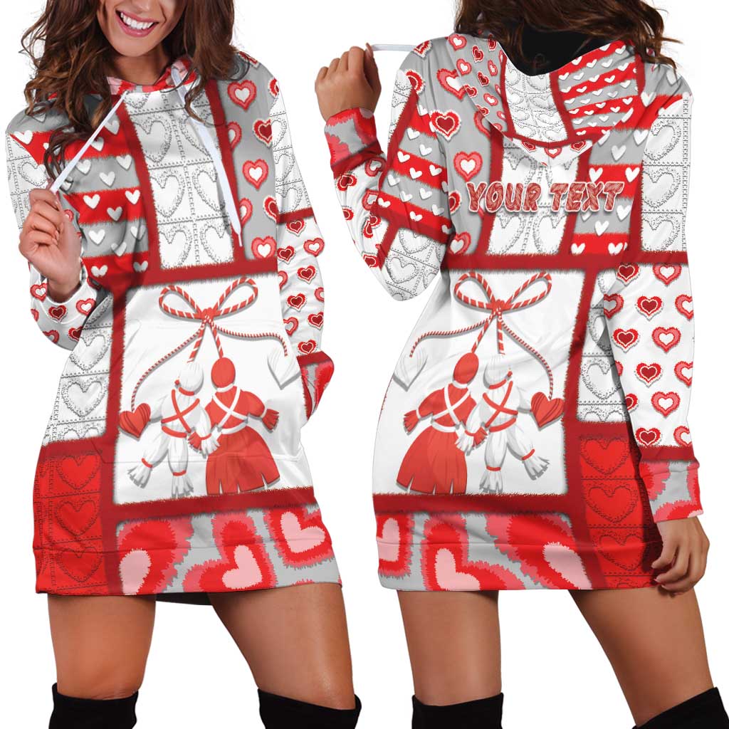 Personalized Romania Valentine's Day Hoodie Dress Martenitsi With Hearts Knitting Effect