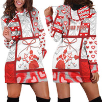Personalized Romania Valentine's Day Hoodie Dress Martenitsi With Hearts Knitting Effect