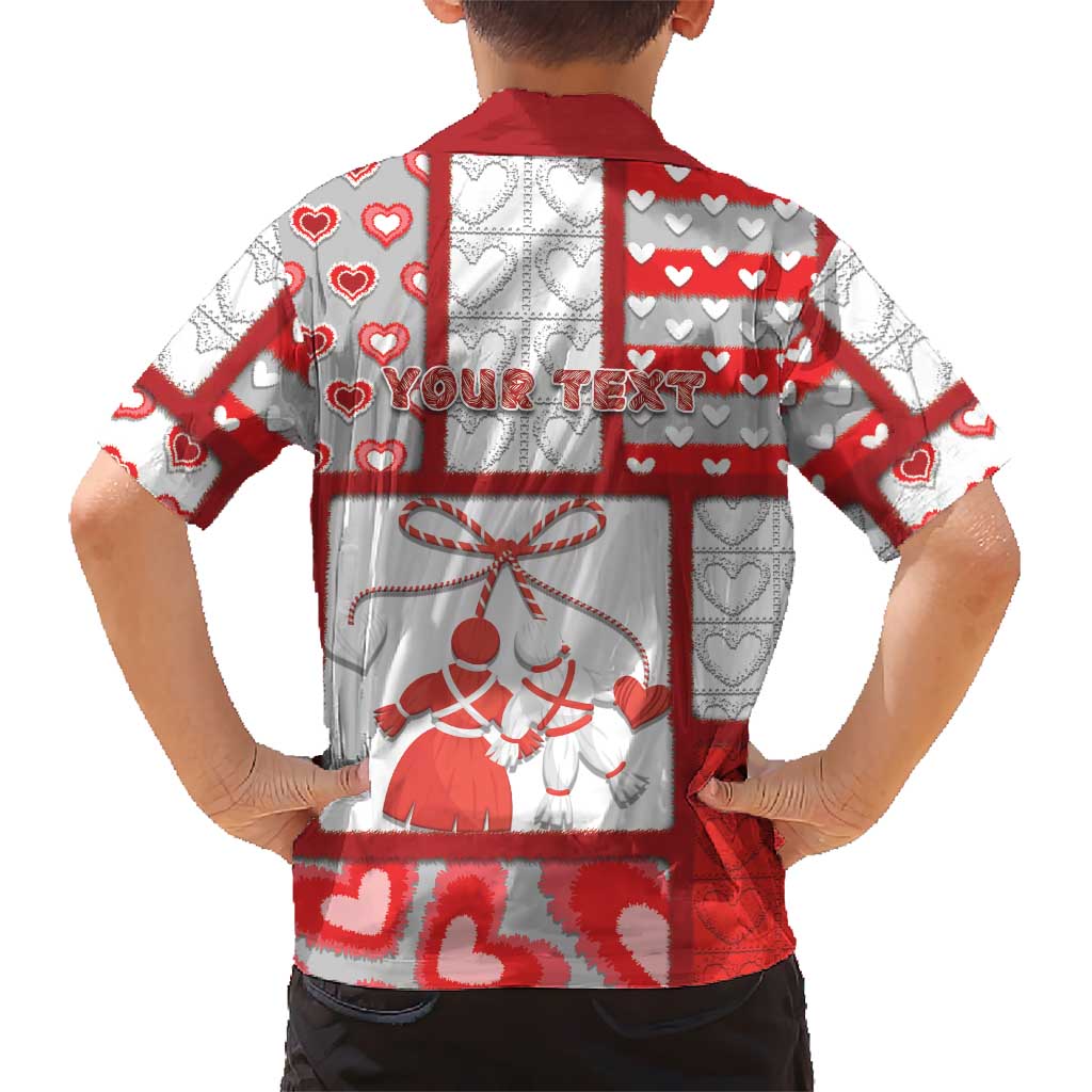Personalized Romania Valentine's Day Kid Hawaiian Shirt Martenitsi With Hearts Knitting Effect