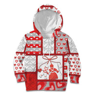Personalized Romania Valentine's Day Kid Hoodie Martenitsi With Hearts Knitting Effect