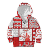 Personalized Romania Valentine's Day Kid Hoodie Martenitsi With Hearts Knitting Effect