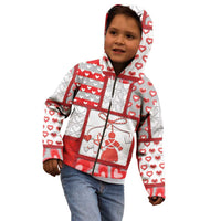 Personalized Romania Valentine's Day Kid Hoodie Martenitsi With Hearts Knitting Effect