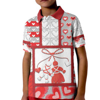 Personalized Romania Valentine's Day Kid Polo Shirt Martenitsi With Hearts Knitting Effect
