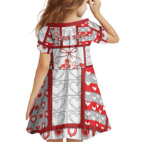 Personalized Romania Valentine's Day Kid Short Sleeve Dress Martenitsi With Hearts Knitting Effect