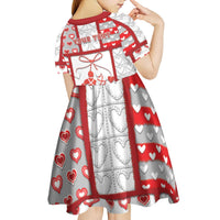 Personalized Romania Valentine's Day Kid Short Sleeve Dress Martenitsi With Hearts Knitting Effect