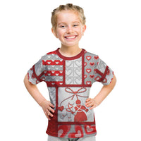 Personalized Romania Valentine's Day Kid T Shirt Martenitsi With Hearts Knitting Effect